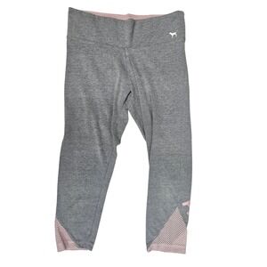 Victoria's Secret PINK Yoga Capri Leggings Gray Pink Mesh Logo Women's Size S‎
